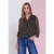 Chiffonblouse met lange mouwen en split in de hals