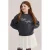 WE Fashion midi sweatjurk met tekst en tule details – donkergrijs/wit