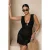 TRENDYOLMİLLA Dames Zwart Ajour Extra Kort / Super Mini Mouwloos Strandkleding Bodycon Jurken