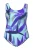 Ulla Popken Badpak  aqua / donkerblauw / lila