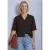 Street One Dames Blouse met korte mouwen en een bowlingkraag in Bruin
