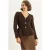 Geribde Lange Mouwen V-Hals Cardigan met Knopen
