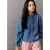 Mango Kids denim blouse met ruches – blauw
