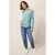 White Stuff Rosie Rib Jersey Shirt Teal Print