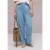 Street One Dames High Waist broek met Wide Legs en knoopdetails in Blauw