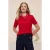 TRENDYOLMİLLA Dames Rood Effen Lang Regular fit T-shirts