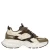 Manfield chunky leren sneakers – donkergroen/ecru/beige