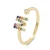 Luxenter Sterling zilveren 925 ring met veelkleurige zirkonia in 18K geelgouden afwerking – Alfabet