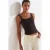 Geribde vierkante-hals mouwloze blouse