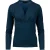 Donkerblauwe imitatiewikkeltop met lange mouwen van duurzame stretchjersey