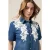 Oltre Denim Shirt With Floral Embroidery Blue