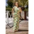 Olga Tropical Leaves One Shoulder maxi jurk in groen
