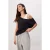 TRENDYOLMİLLA Dames Zwart Colorblock Lang Regular fit T-shirts