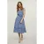 Indigo bloemen jurk met knoopdetail