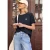 Street One Studio Dames Shirt met ronde hals en geborduurd detail in Blauw