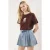 TRENDYOLMİLLA Dames Bruin Geborduurd Kort Regular fit T-shirts