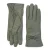 Dames olijfgroene Italiaanse leren winterhandschoenen met zachte wollen voering en strikmotief