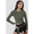 Slim Fit Lange Mouwen Crop Top met Ronde Hals