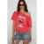 Bedrukt losvallend T-shirt met blote schouders