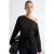 TRENDYOLMİLLA Dames Zwart Effen Lang Relaxed fit T-shirts