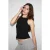 Geribde crop-tanktop met halterhals