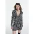 The Kooples Robe Courte Manches Longues Imprime Pearls Black White