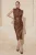 Platte, mouwloze midi-jurk voor dames, geschikt voor overdag en ’s avonds. Nauwsluitende bodycon-jurk.