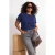 Trendyol Curve Dames Donkerblauw Effen Kort Getailleerd Grote maten Blouses