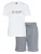 JOOP! Pyjama kort ‘Comfort’  grijs / wit