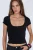 Slim Fit U-Hals Geribde Blouse