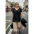 Trendyol Curve Dames Zwart Effen Kort Oversized Grote maten T-shirts