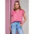 Street One Dames Blouse met split in de hals en volantmouwen in Pink