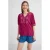 Anytime crinkle top met borduursel wijnrood