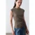 Dames Mouwloze Katoenen T-shirt met Crew Neck en Strikdetail