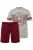 Men Plus Pyjama lang  grijs / donkerrood