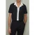Reiss Ss Textured Colour Block Cuban Shirt Navy/white