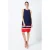Mouwloze Blauwe Jurk met Multicolour Paneel Detail