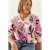 Relaxed Fit V-Hals Bloemen Brei Trui