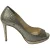 Jimmy Choo Metallic Luna Open Toe Pumps in Goud Leer