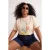 Trendyol Curve Dames Beige Grafisch Kort Oversized Grote maten T-shirts