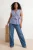 Trendyol Curve Dames Blauw Gestreept Mouwloos Getailleerd Grote maten Blouses