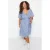 Trendyol Curve Dames Donkerblauw Bloemen Midi Kort Casual Blousejurk Grote maten Jurk