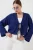 Viscose Blend V-Hals Lange Mouw Kimono met Binding Detail