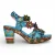 Laura Vita Nellao 33 damessandalen met sleehak, blauw met bloemenprint, van leer.