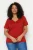 Trendyol Curve Dames Rood Effen Kort Regular fit Grote maten T-shirts