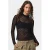 PIECES semi-transparante top met stippen – zwart