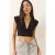 Slim Fit V-hals Gebreide Korte Blouse