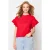 TRENDYOLMİLLA Dames Rood Effen Kort Regular fit T-shirts