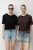 Oversized Geribbelde Crew Neck Twee-in-een T-Shirt Set