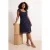 Trendyol Curve Dames Donkerblauw Bloemen Midi Kort Casual A-lijn Grote maten Jurk